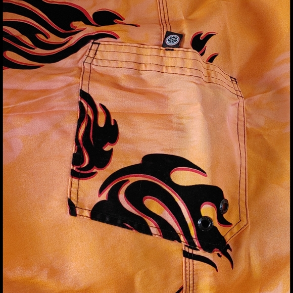 Vtg Y2K enjoy the ride 90s tribal flame board shorts 34 - Picture 3 of 5